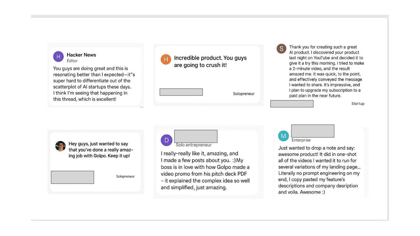 Customer testimonials