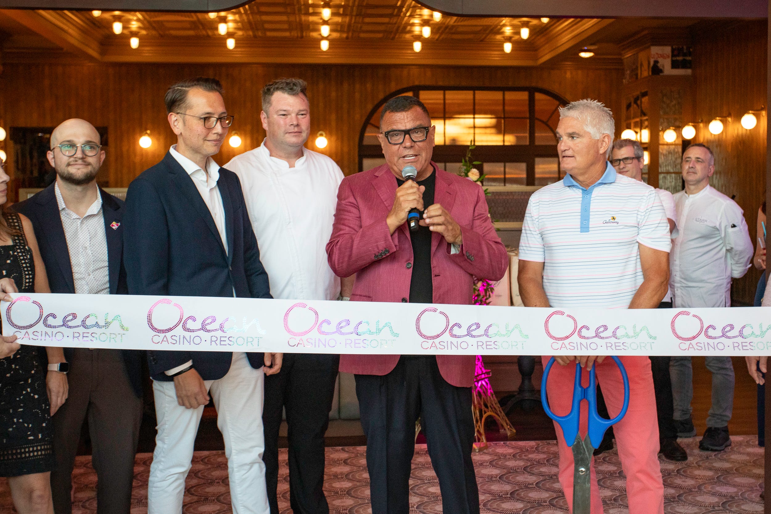 Stephen Starr speaks at the ribbon cutting for grand opening of Chez Frites and Sunny's at Ocean Casino Resort