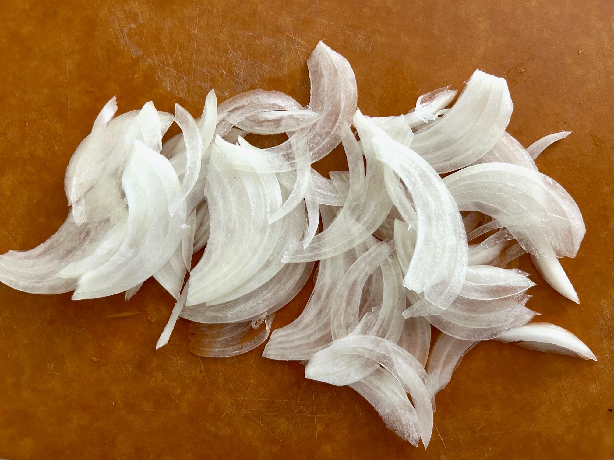 Chopped onions for Ina Garten's Eggs in Purgatory