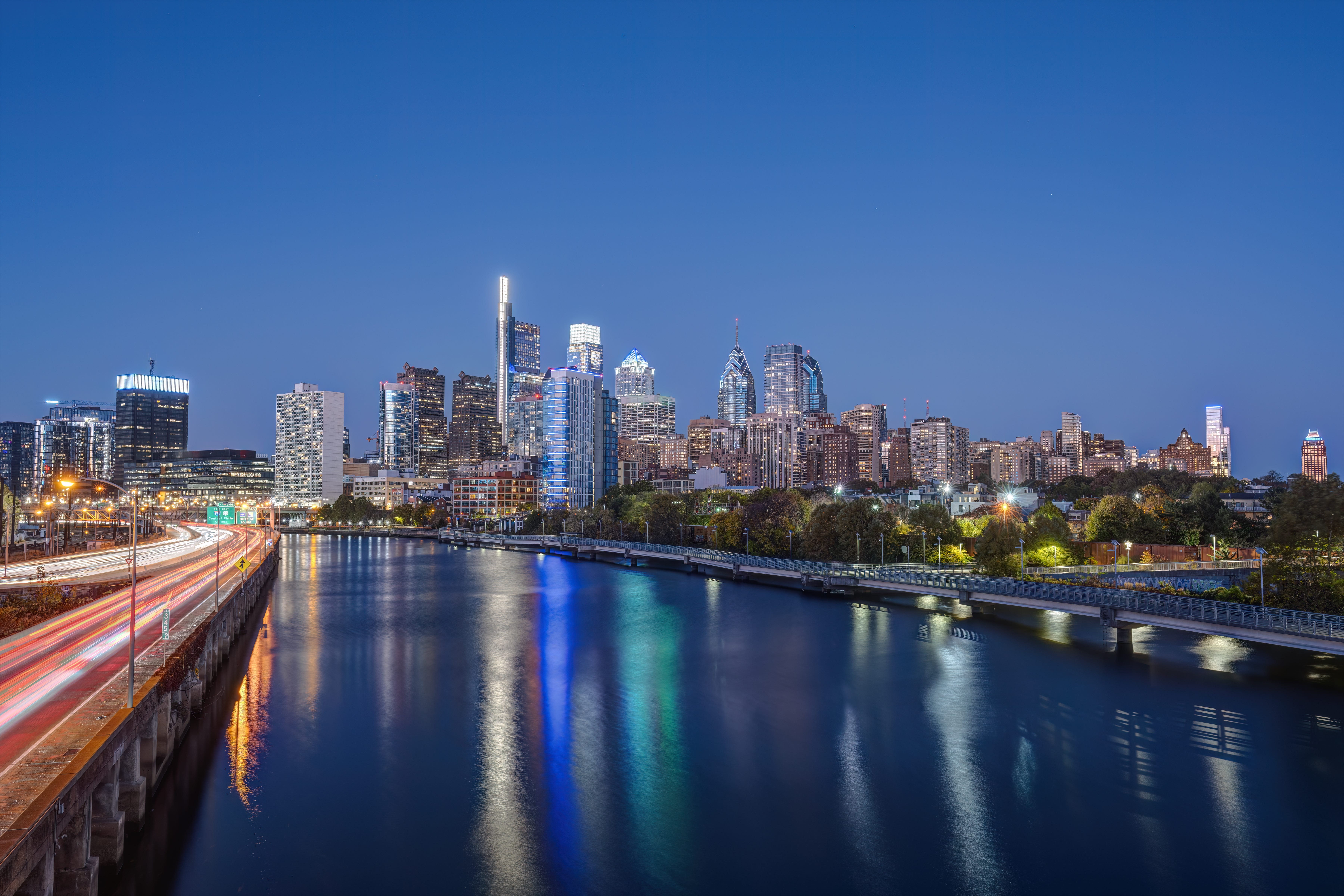 Philadelphia skyline from across water