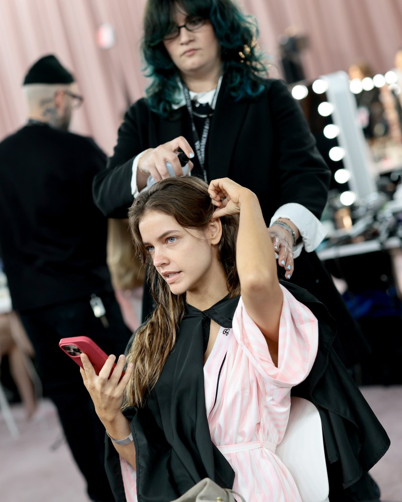 Barbara Palvin gets glammed up backstage before the Victoria's Secret Fashion Show