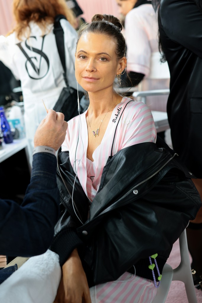 Behati Prinsloo gets glammed up backstage before the Victoria's Secret Fashion Show