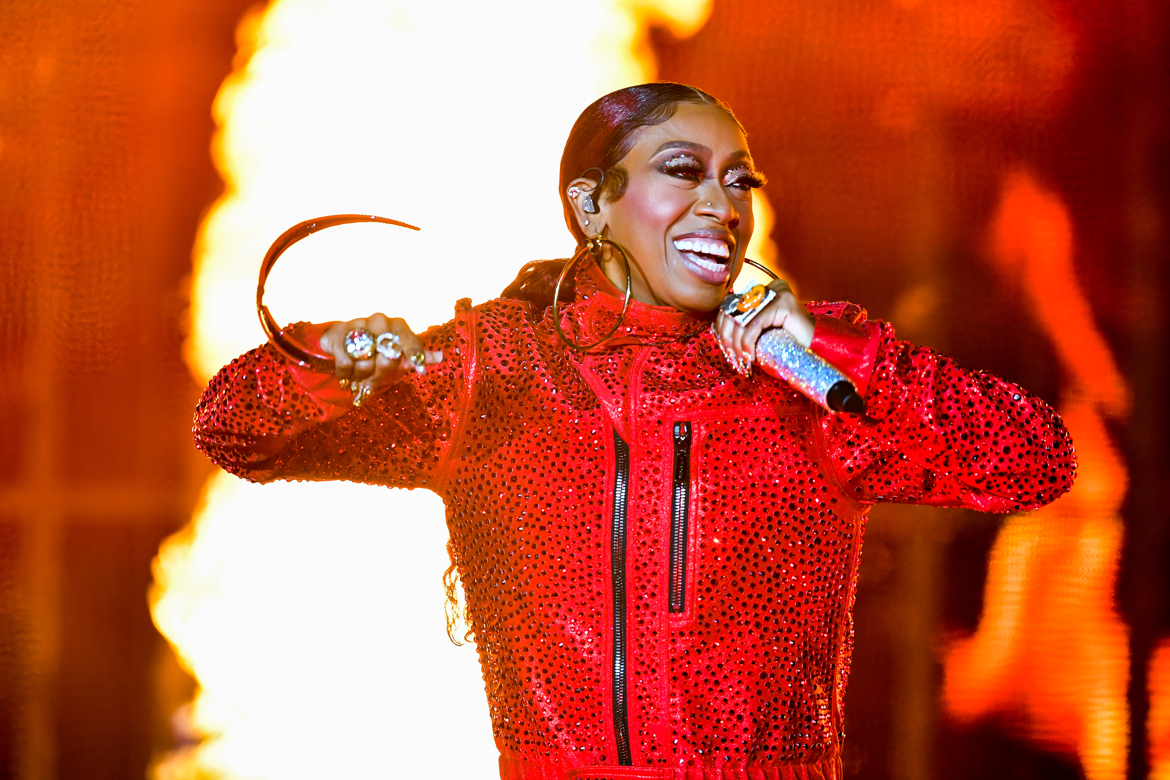 LAS VEGAS, NEVADA - MAY 06: Missy Elliott performs onstage during the Lovers & Friends music festival at the Las Vegas Festival Grounds on May 06, 2023 in Las Vegas, Nevada. (Photo by Aaron J. Thornton/WireImage)
