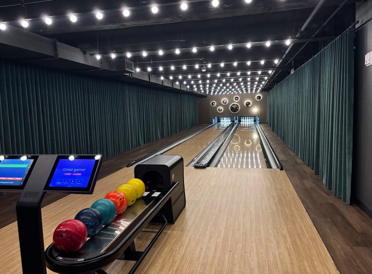 The bowling alley at 25 Water Street in NYC