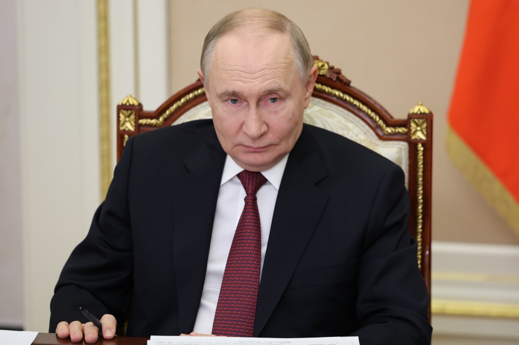 Russian President Vladimir Putin at a cabinet meeting.