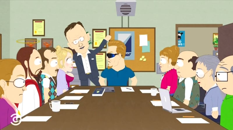 South Park, the South Park Elementary teachers listening to Peter Thiel