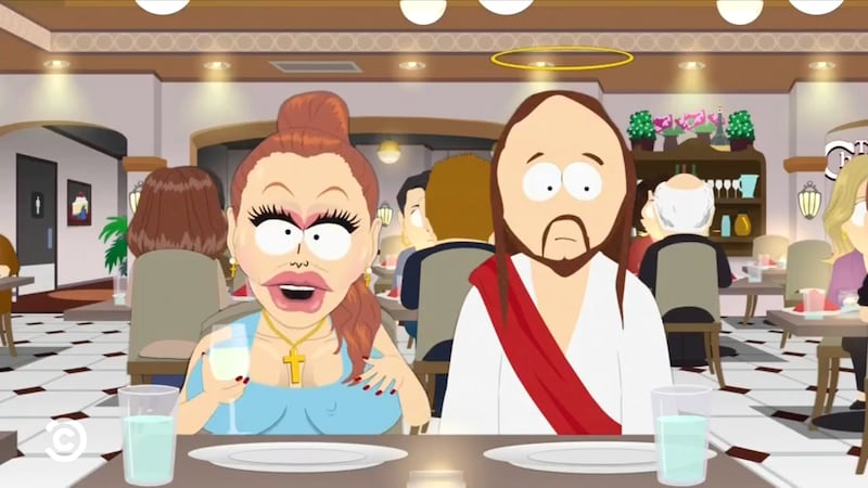 South Park, Penny Rockbottom and Jesus Christ having dinner together.