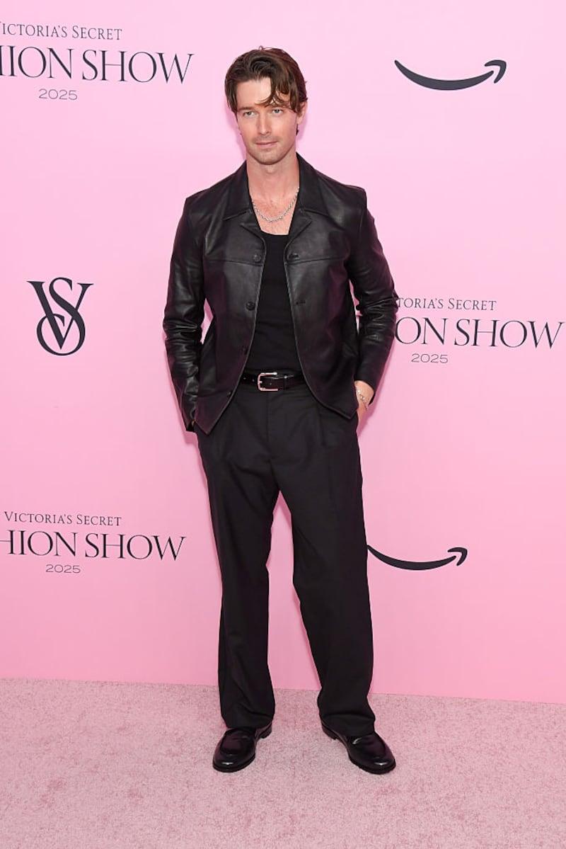 Patrick Schwarzenegger at the 2025 Victoria's Secret Fashion Show held at Steiner Studios on October 15, 2025 in New York, New York. (Photo by Kristina Bumphrey/Variety via Getty Images)