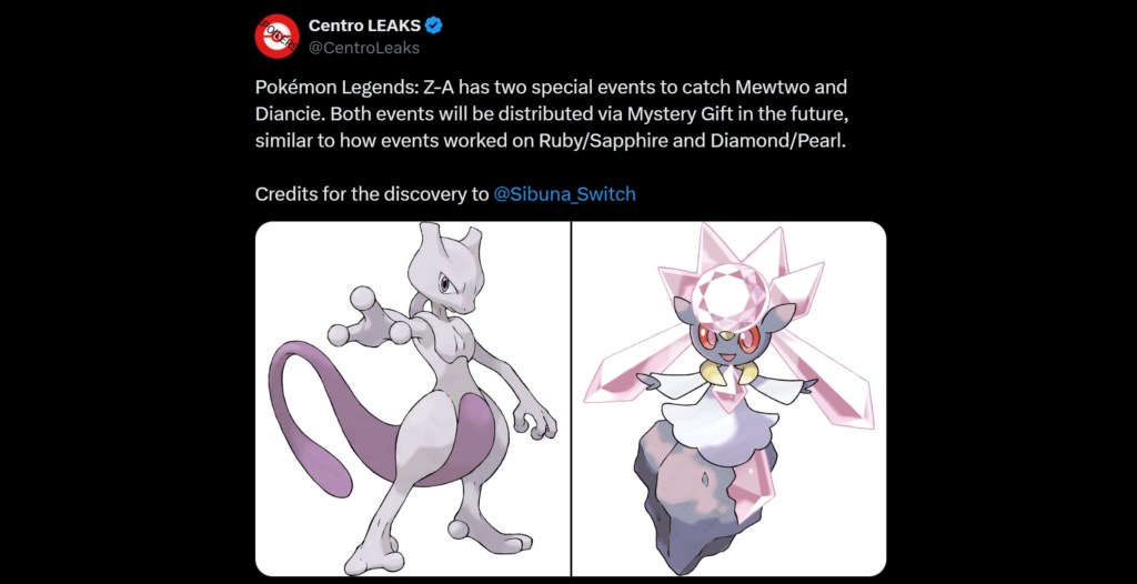 Pokémon Legends Z-A Mewtwo Event Leak