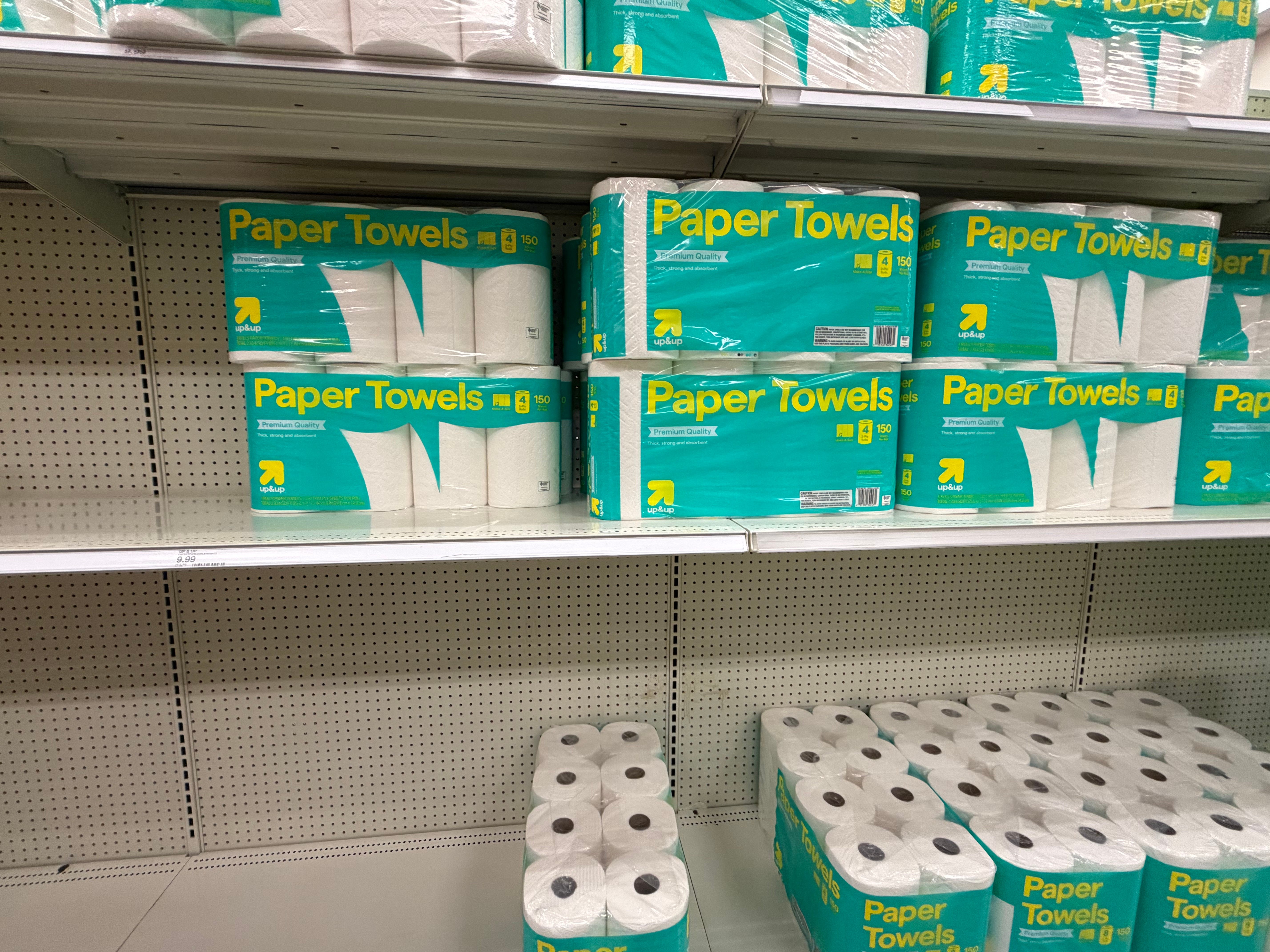 Paper towels on shelf at Target
