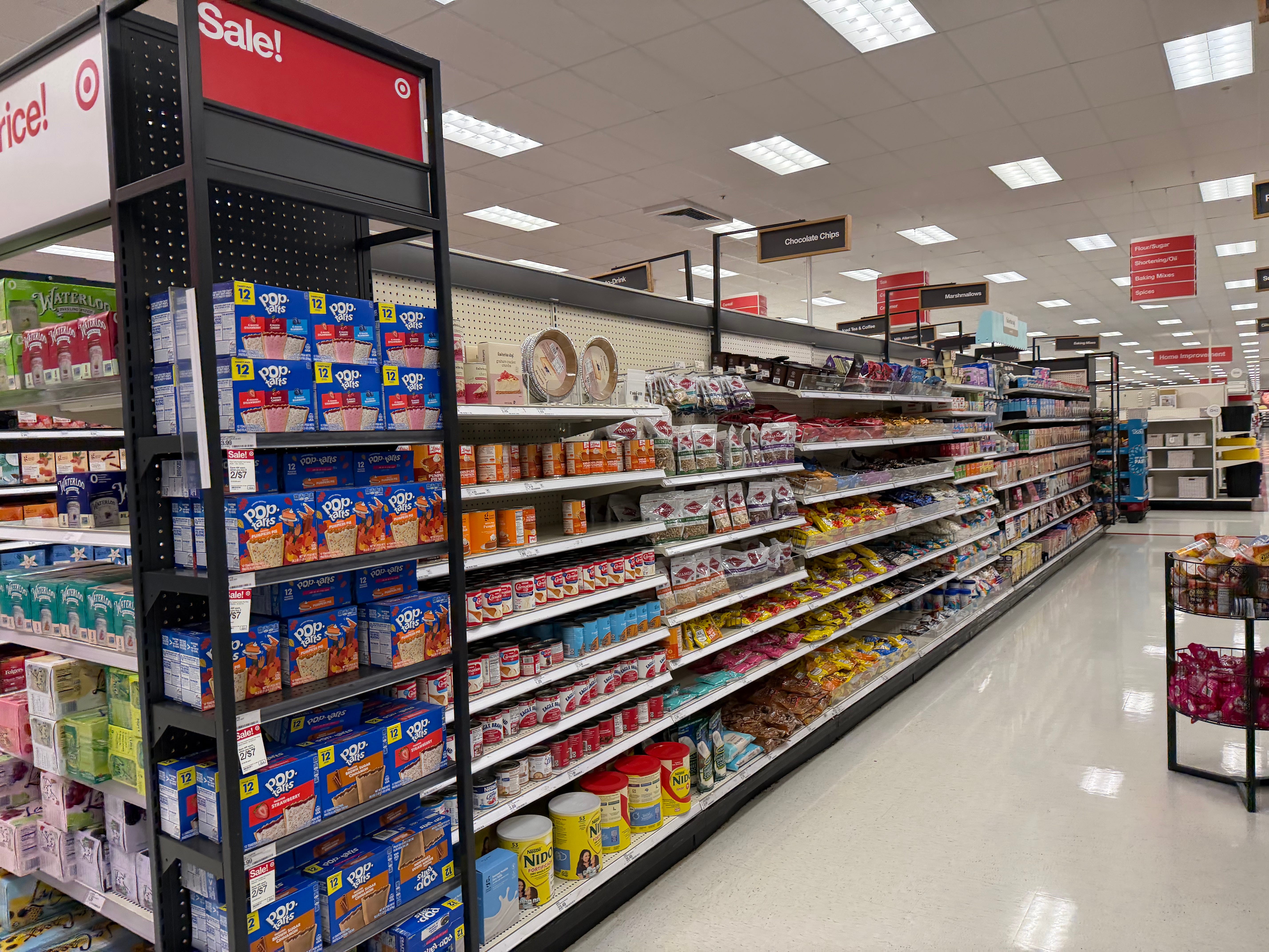 Empty aisle in a T