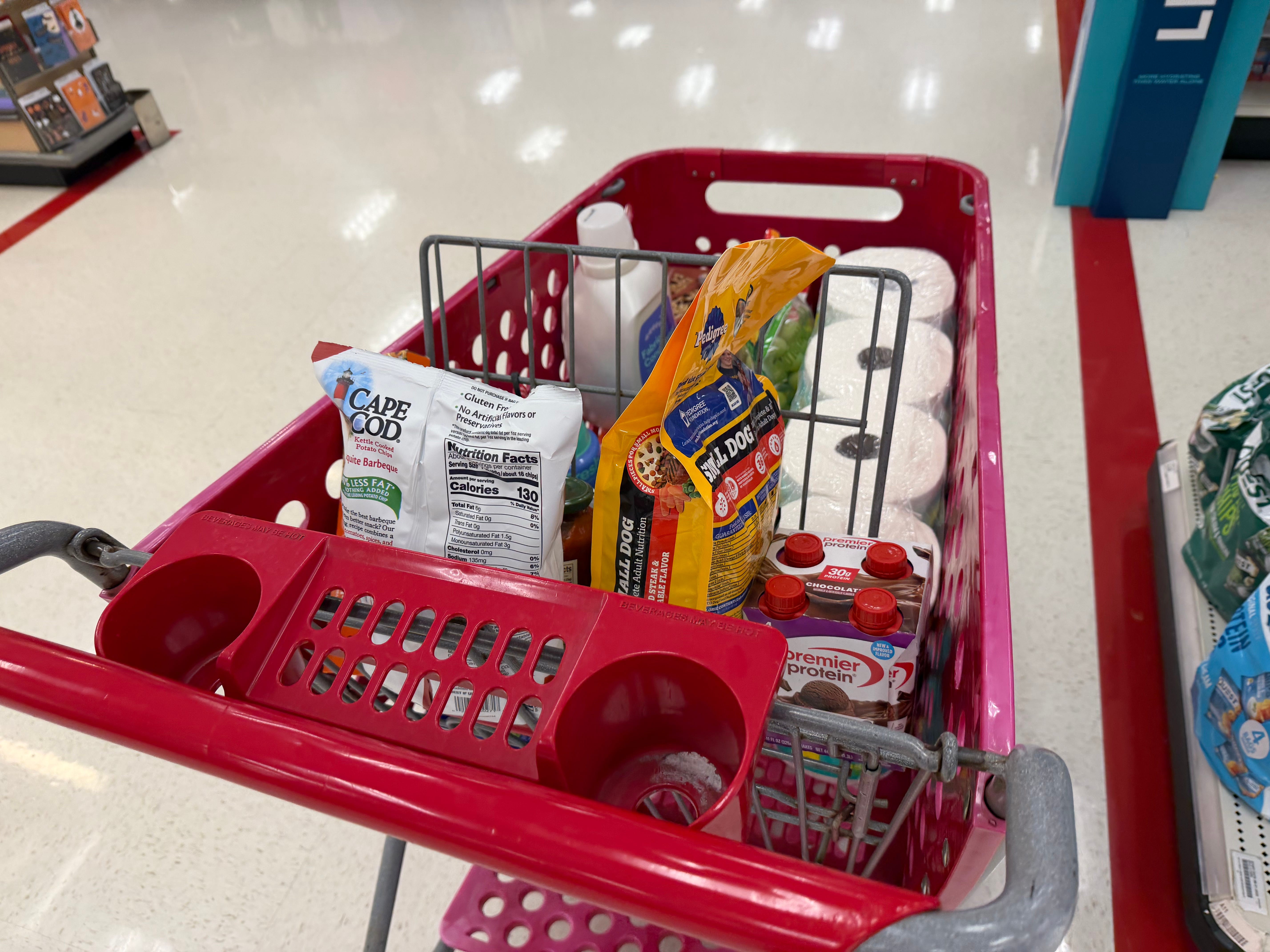Target shopping cart with items inside