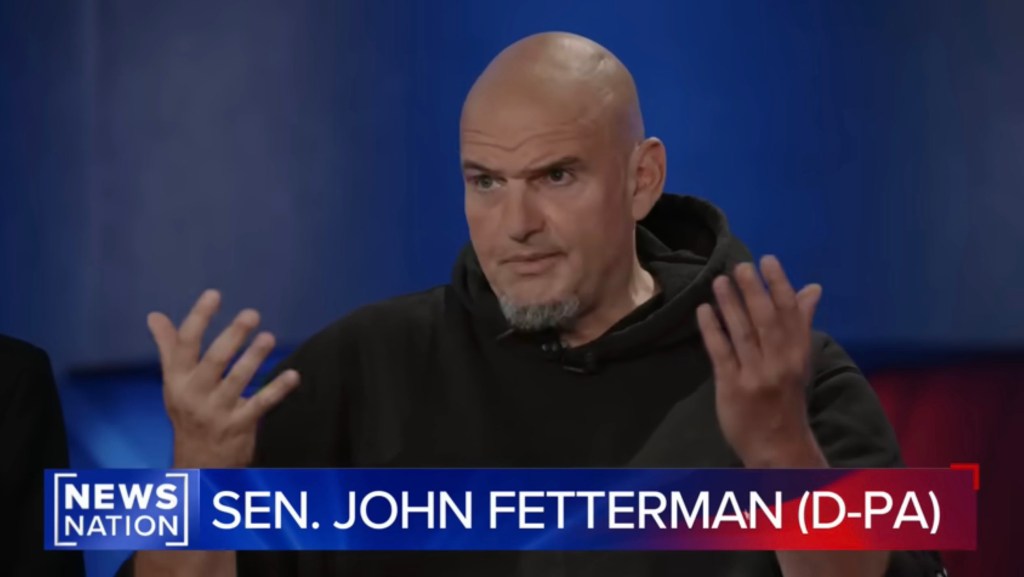 Sen. John Fetterman speaking during a NewsNation town hall.