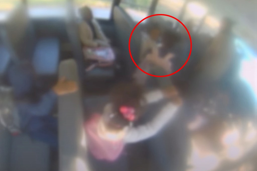 She stops throwing punches twice, but the dad tells her to keep hitting the girl.