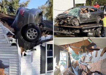 Alleged underage drunk driver going ‘100-plus’ smashes through bedroom roof, narrowly missing homeowner, dogs