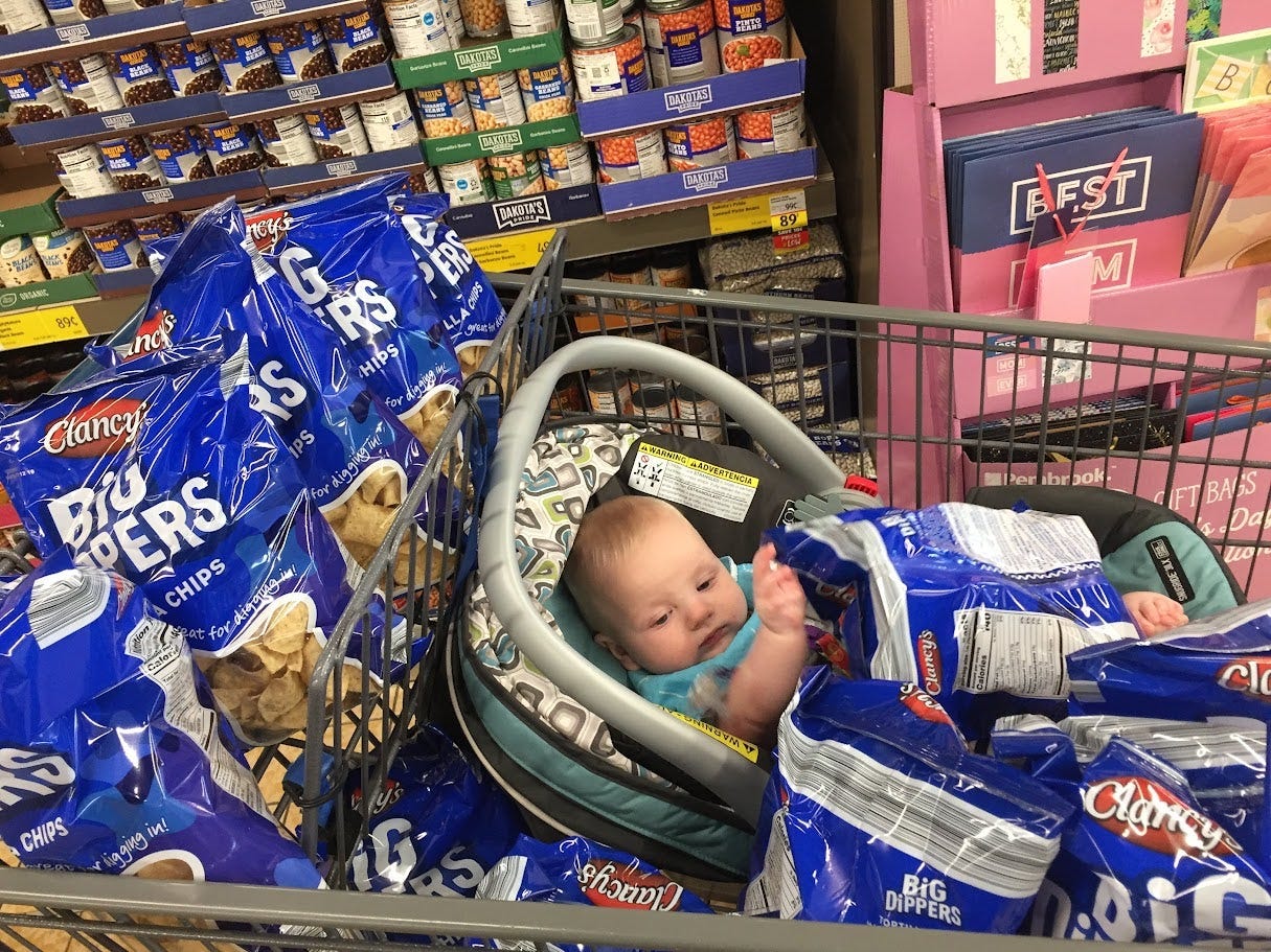 Baby on shopping cart