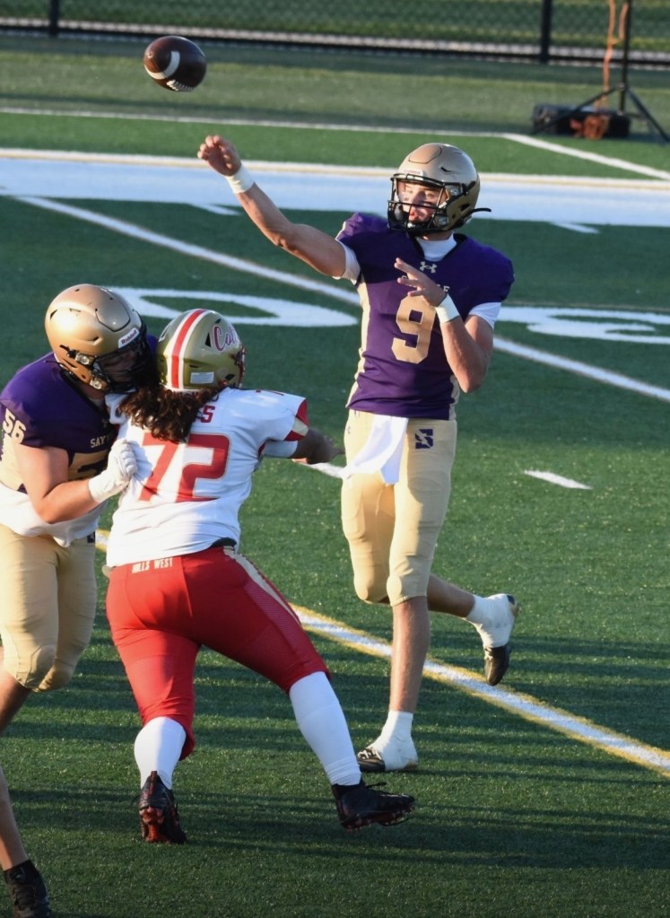 Patrick Coan throws a pass during a recent Sayville game.