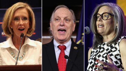 New poll shows Arizona Gov. Katie Hobbs with slim head-to-head leads over top 2 GOP hopefuls