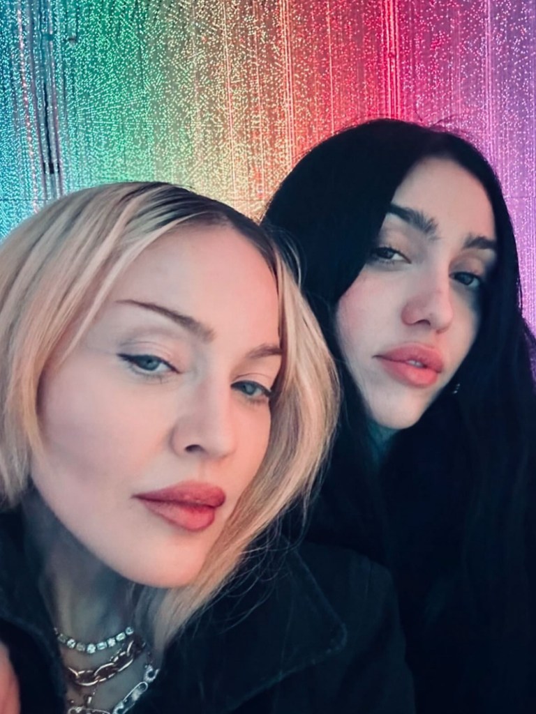 Madonna wishing daughter Lourdes Leon happy birthday while casually flexing their shared bone structure.
