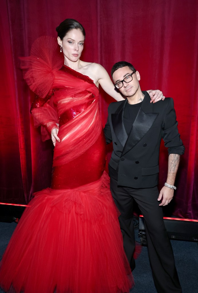 Model Coco Rocha poses with her dress’ designer, Christian Siriano, before she’s honored by blood-disease charity DKMS at its Cipriani Wall Street gala.

