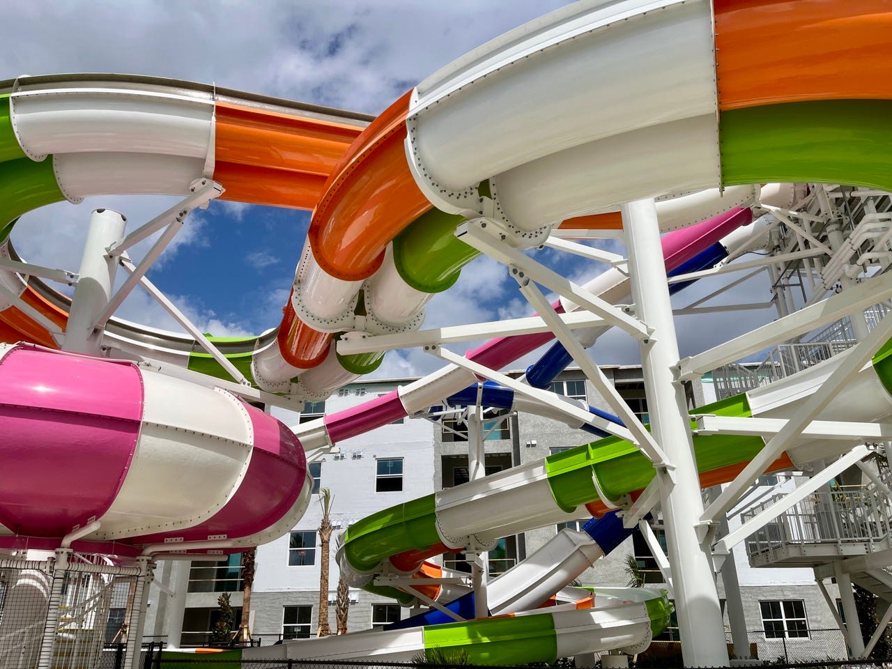 Colorful looped waterslides