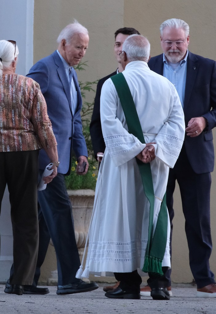 Joe Biden attending Saturday evening mass at St. Joseph on the Brandywine Church.
