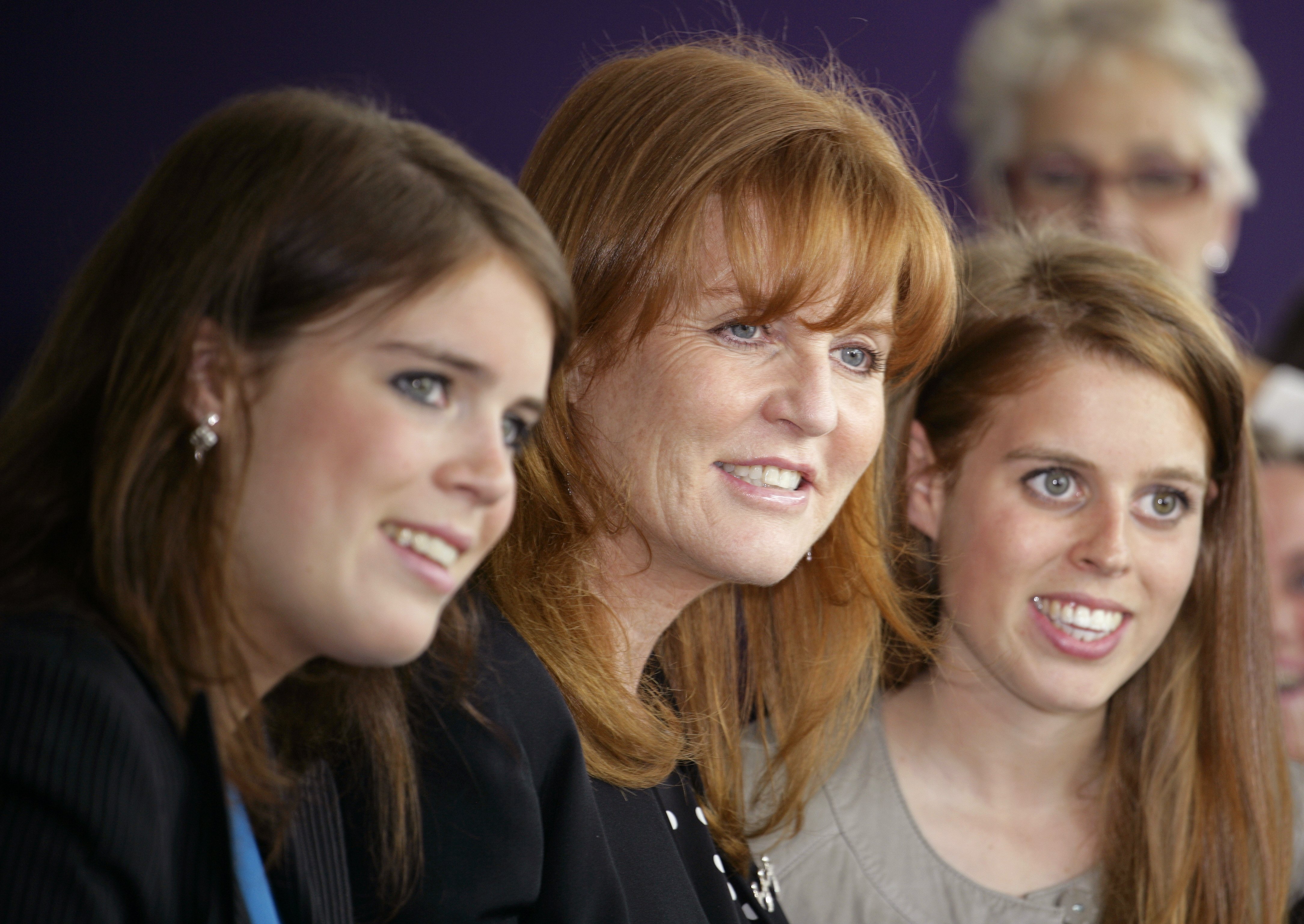 HRH Princess Eugenie of York, Sarah Ferguson, The Duchess of York and HRH Princess Beatrice of York attend the opening of the Teenage Cancer Trust Unit at the Great North Children's Hospital on May 19, 2010 in Newcastle upon Tyne, England. (Photo by Indigo/Getty Images)