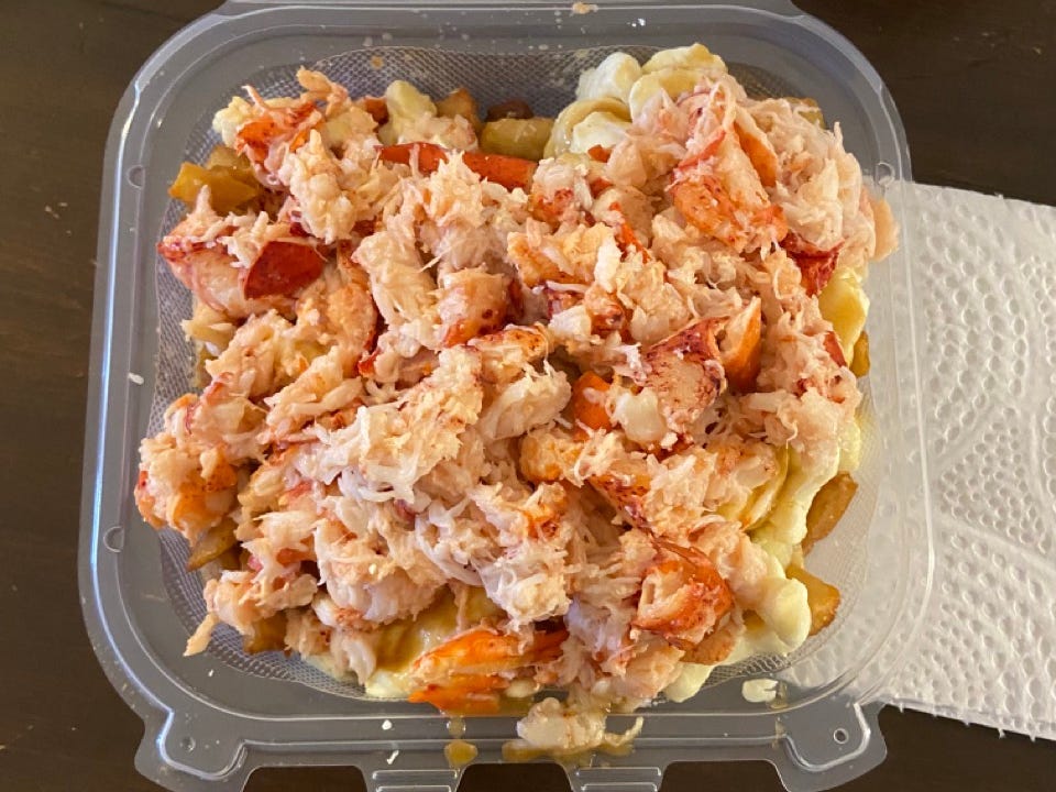 Seafood salad in plastic container