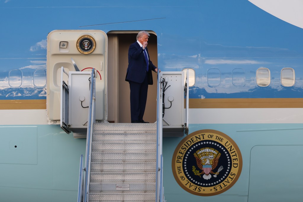 Donald Trump exiting Air Force One.