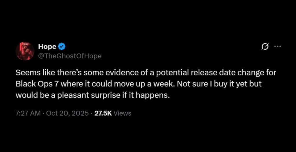 BO7 New Release Date Rumor Leak