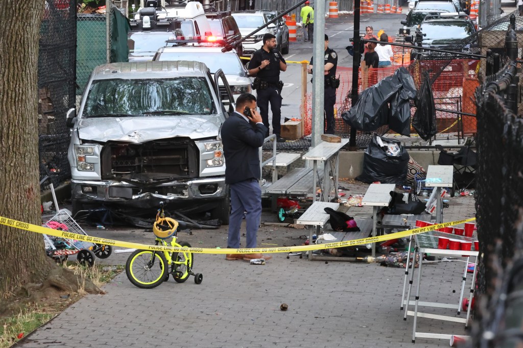 Scene of a pickup truck that drove into Corleone Hook Park.