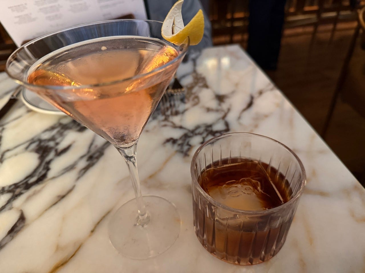 Cocktails on table at 1587 prime