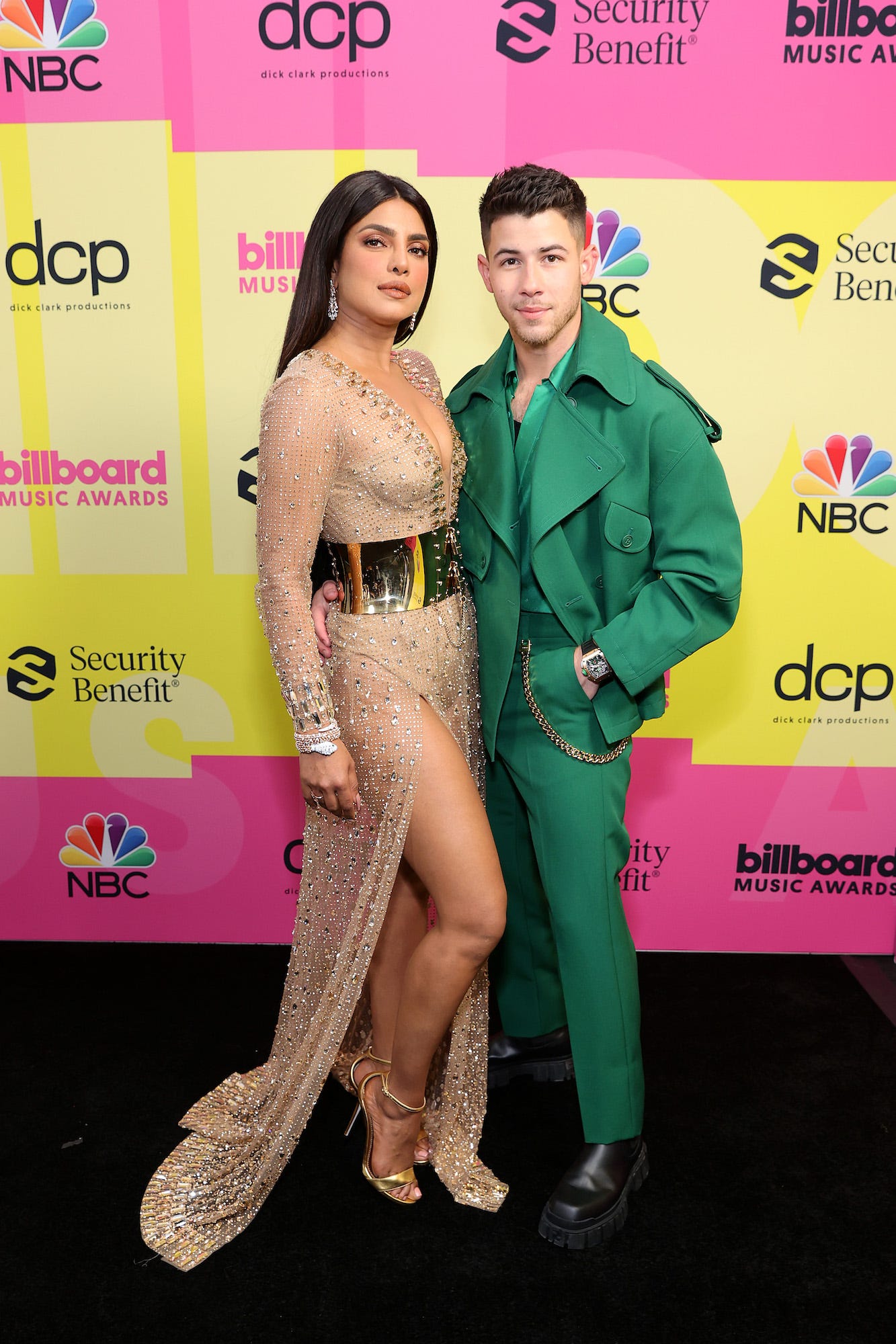 Priyanka Chopra Jonas and Nick Jonas at the Billboard Music Awards on May 23, 2021.