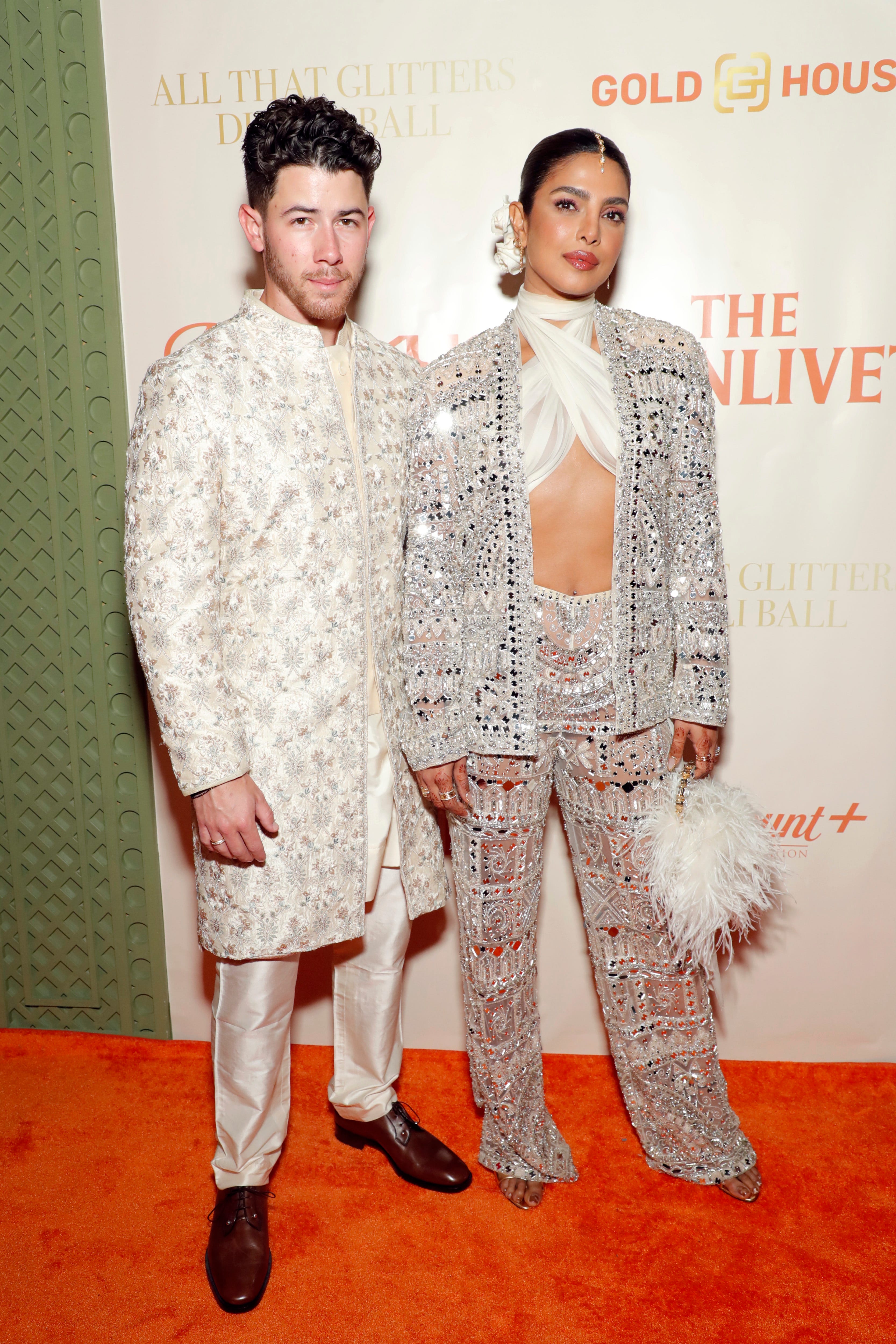 Nick Jonas and Priyanka Chopra Jonas at the  All That Glitters Diwali Ball in New York City.