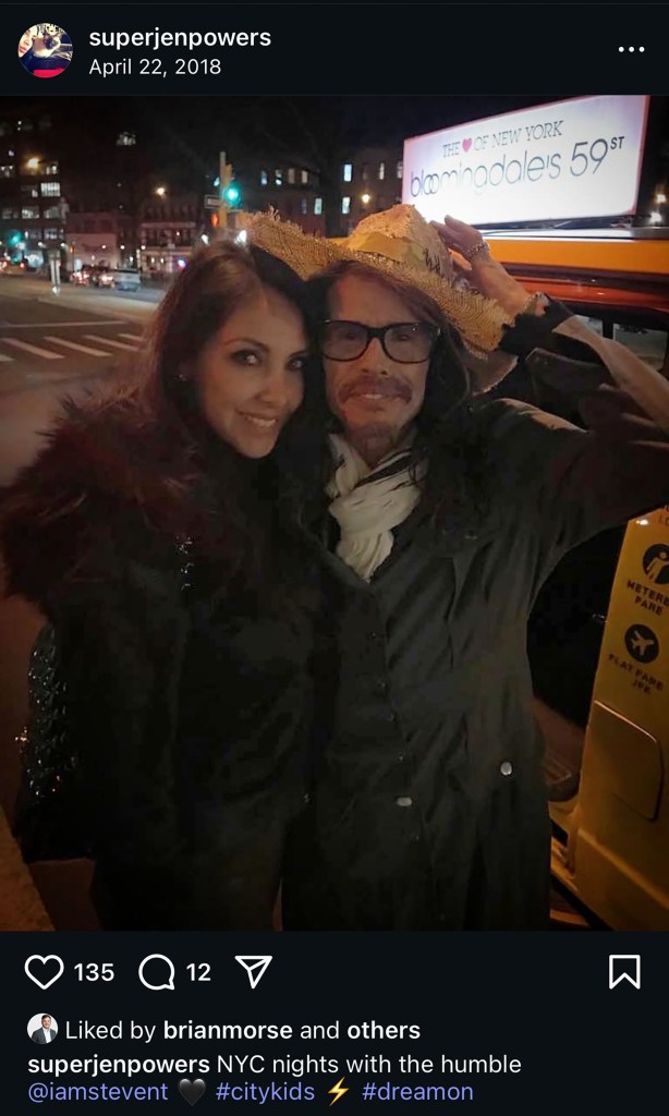 Powers posed in a photo with Steven Tyler, according to her Instagram account. 