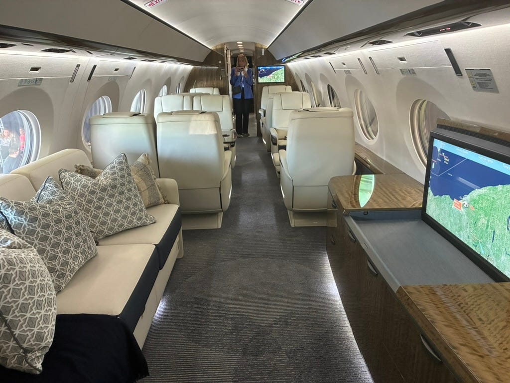 The interior of one of Flexjet's G700s.