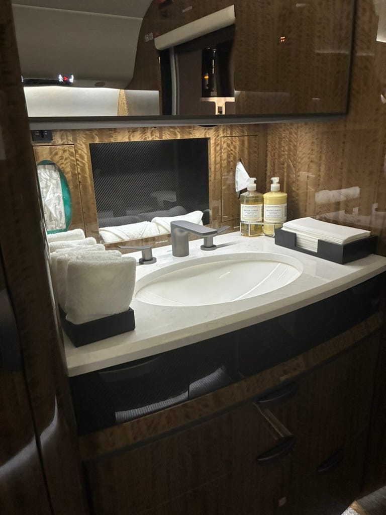 The bathroom on a Flexjet G700.