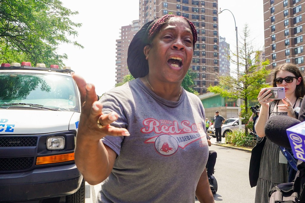 Victim's aunt, Herman Pinkney, reacting at Daniel Hyden's perp walk.