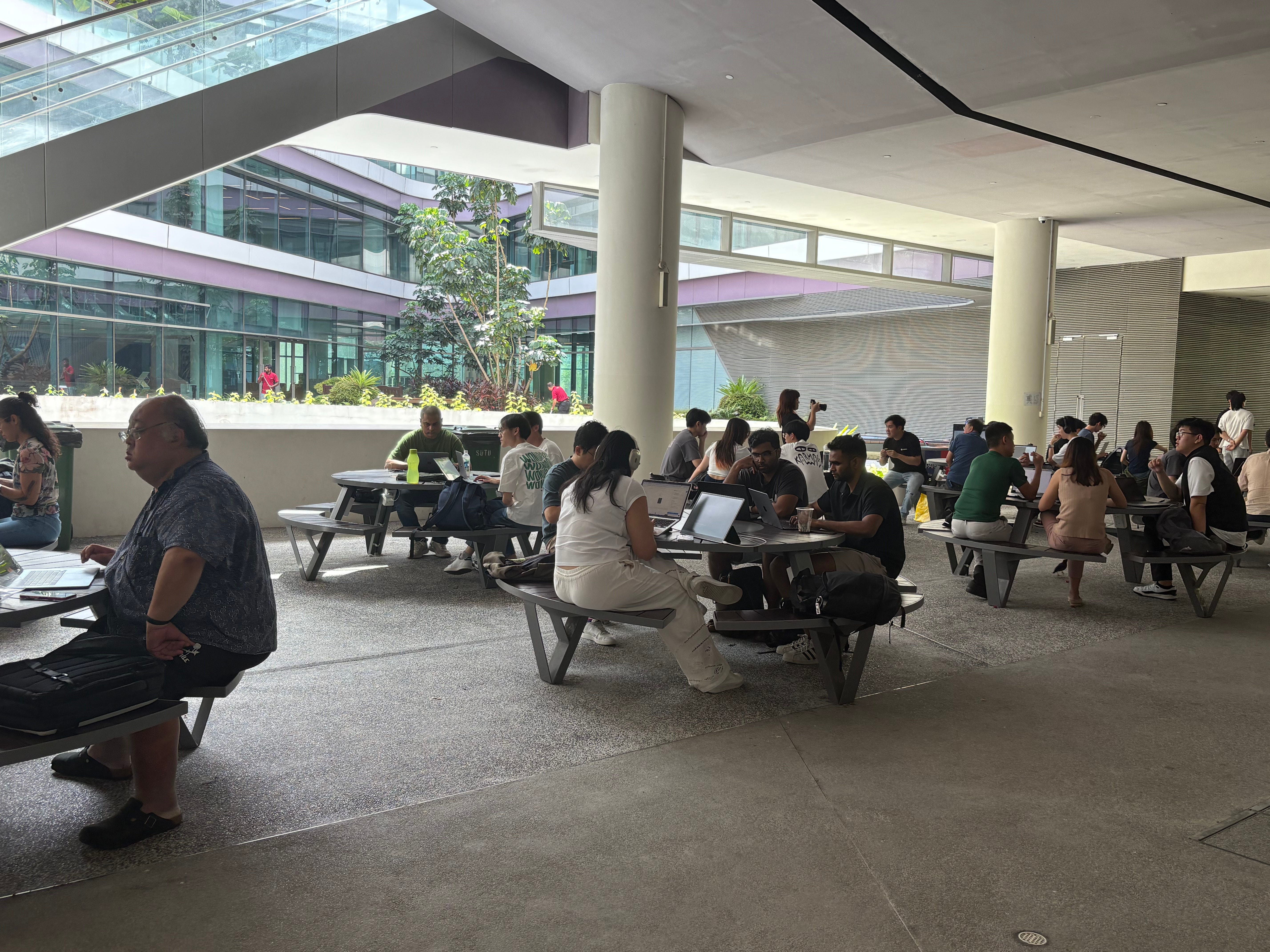 The campus was packed with participants there for the Cursor hackathon.