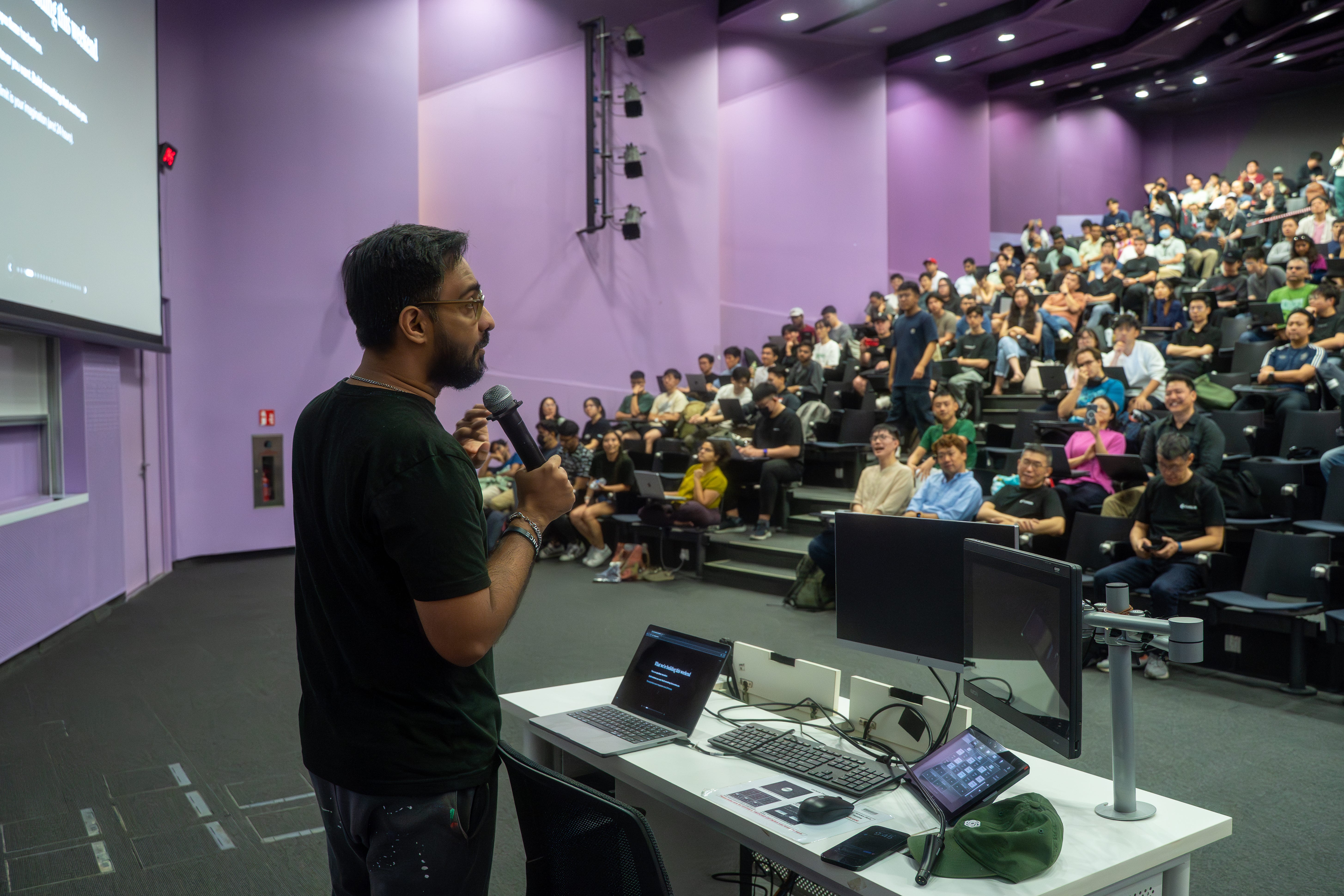 Workshop happening inside a lecture theatre
