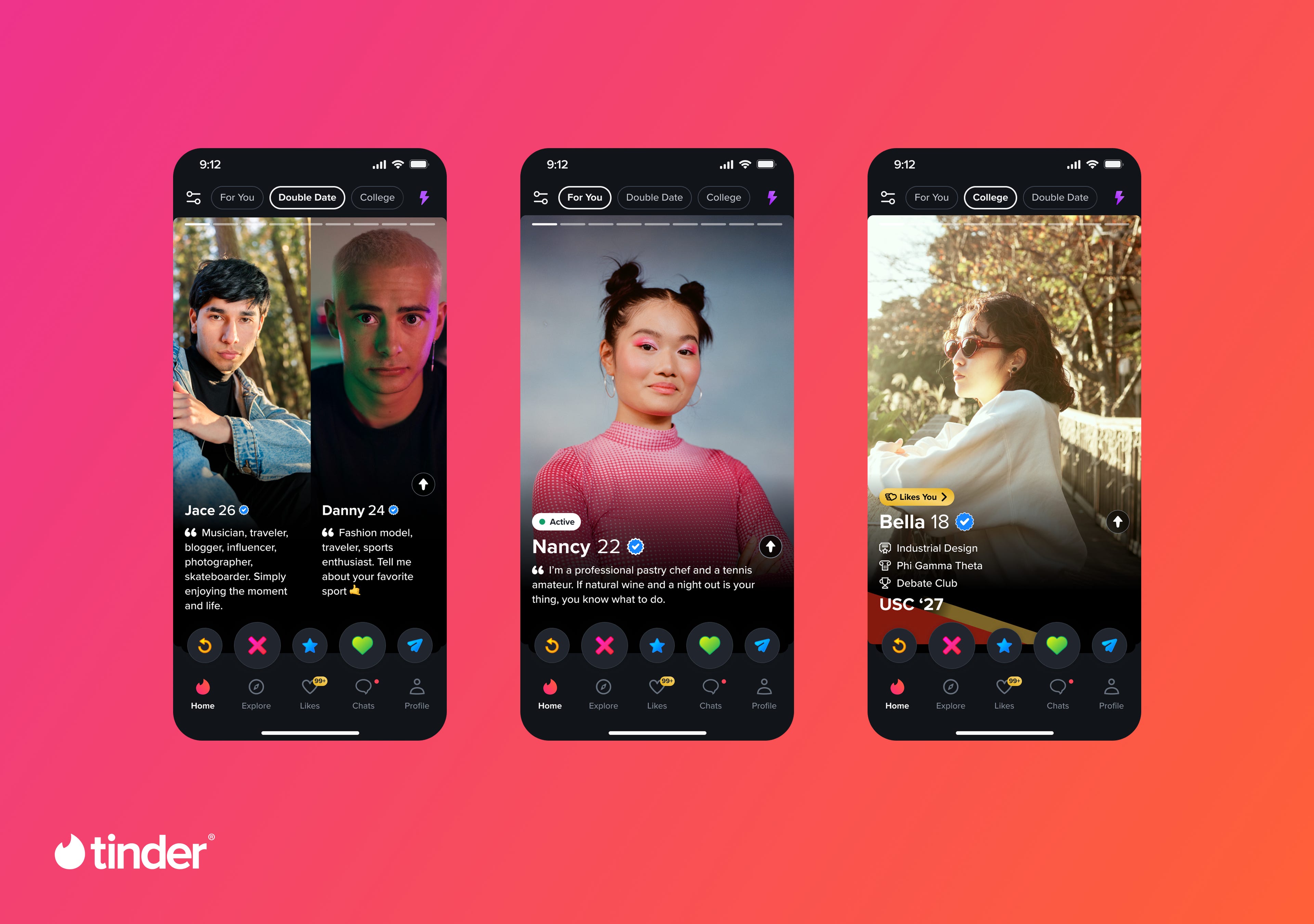Tinder's new Modes feature is pictured.