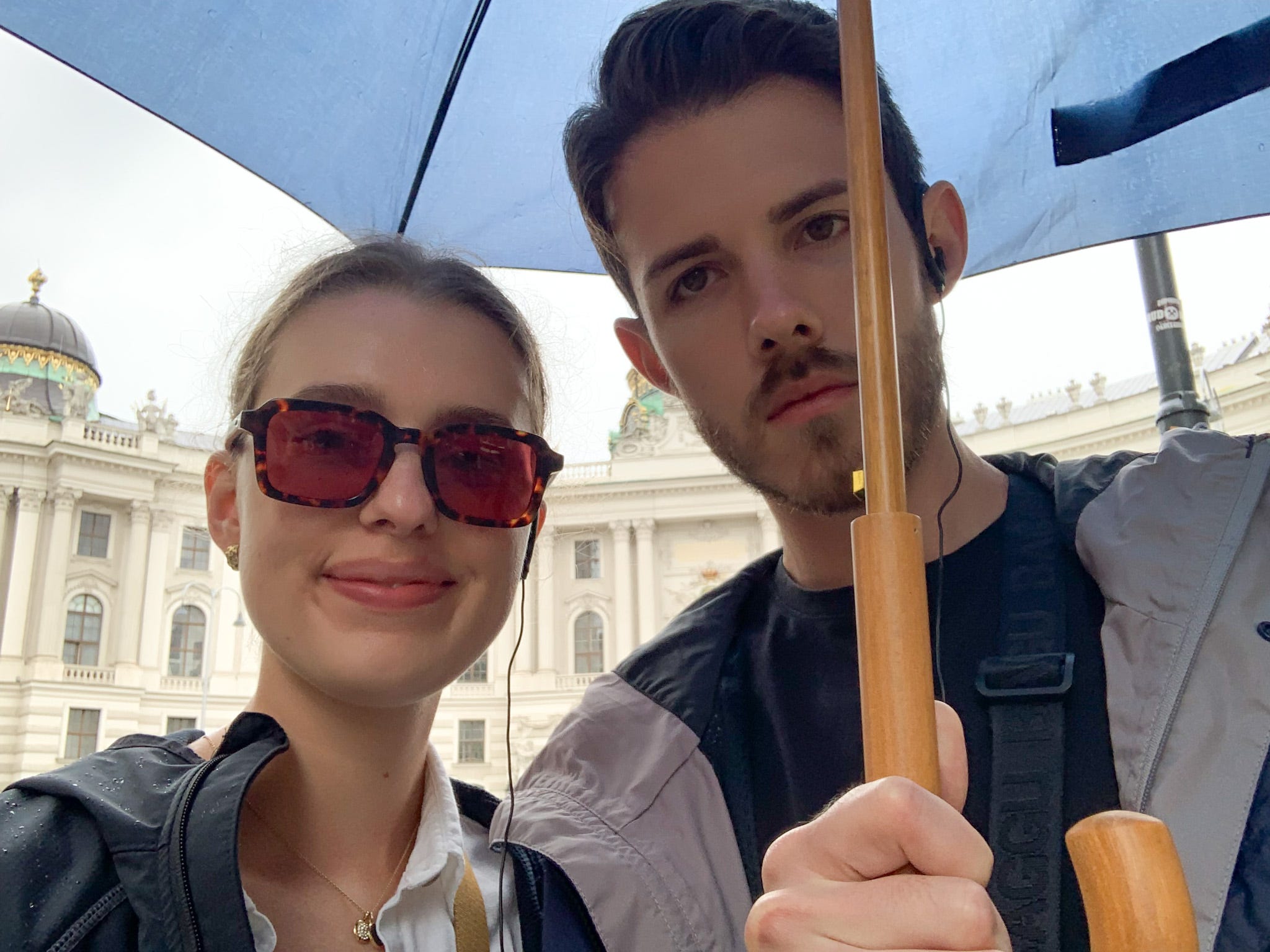 The author and her boyfriend posing for a photo during a guided tour of Vienna.