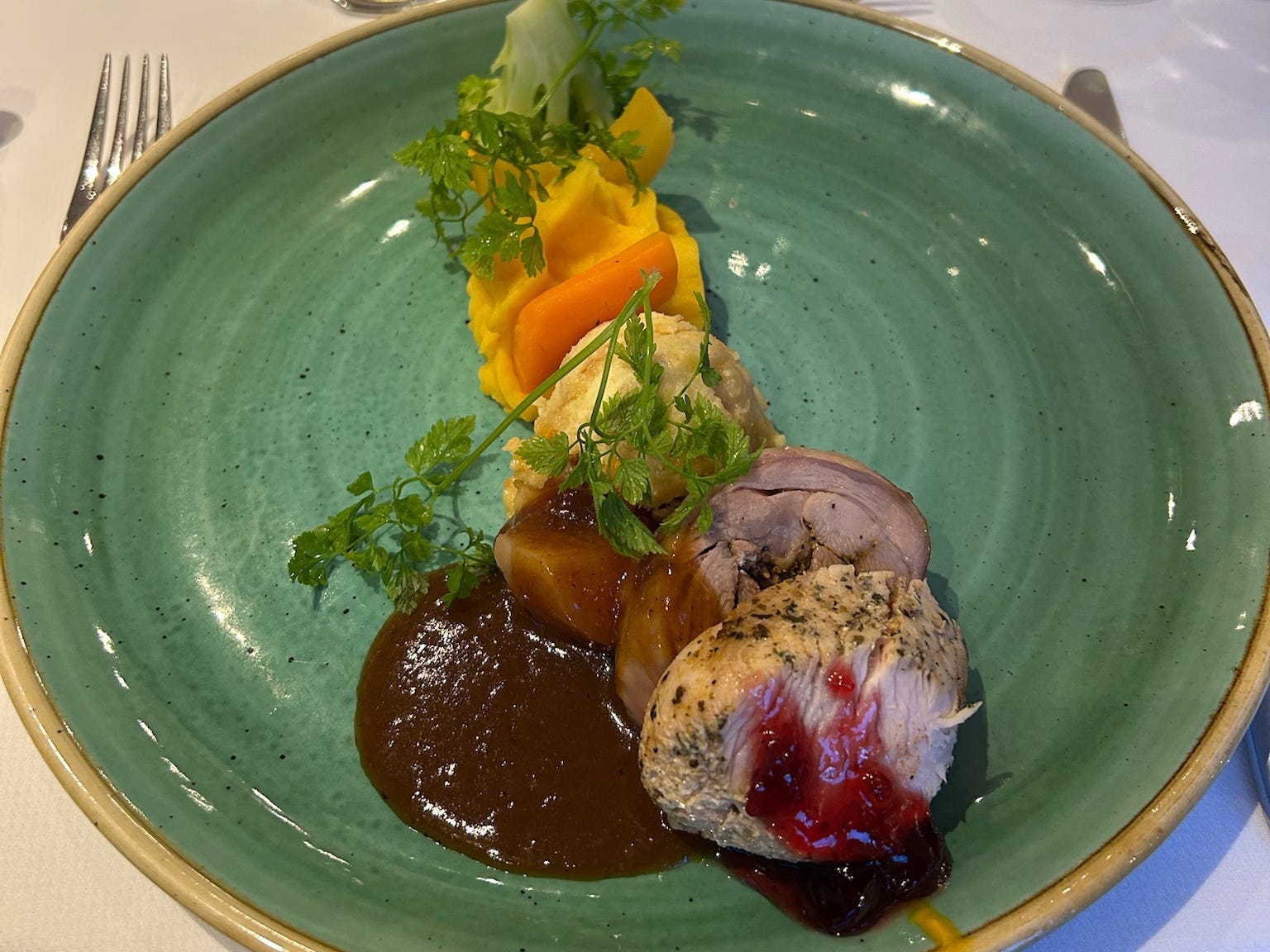 One of the main courses the author enjoyed on board.