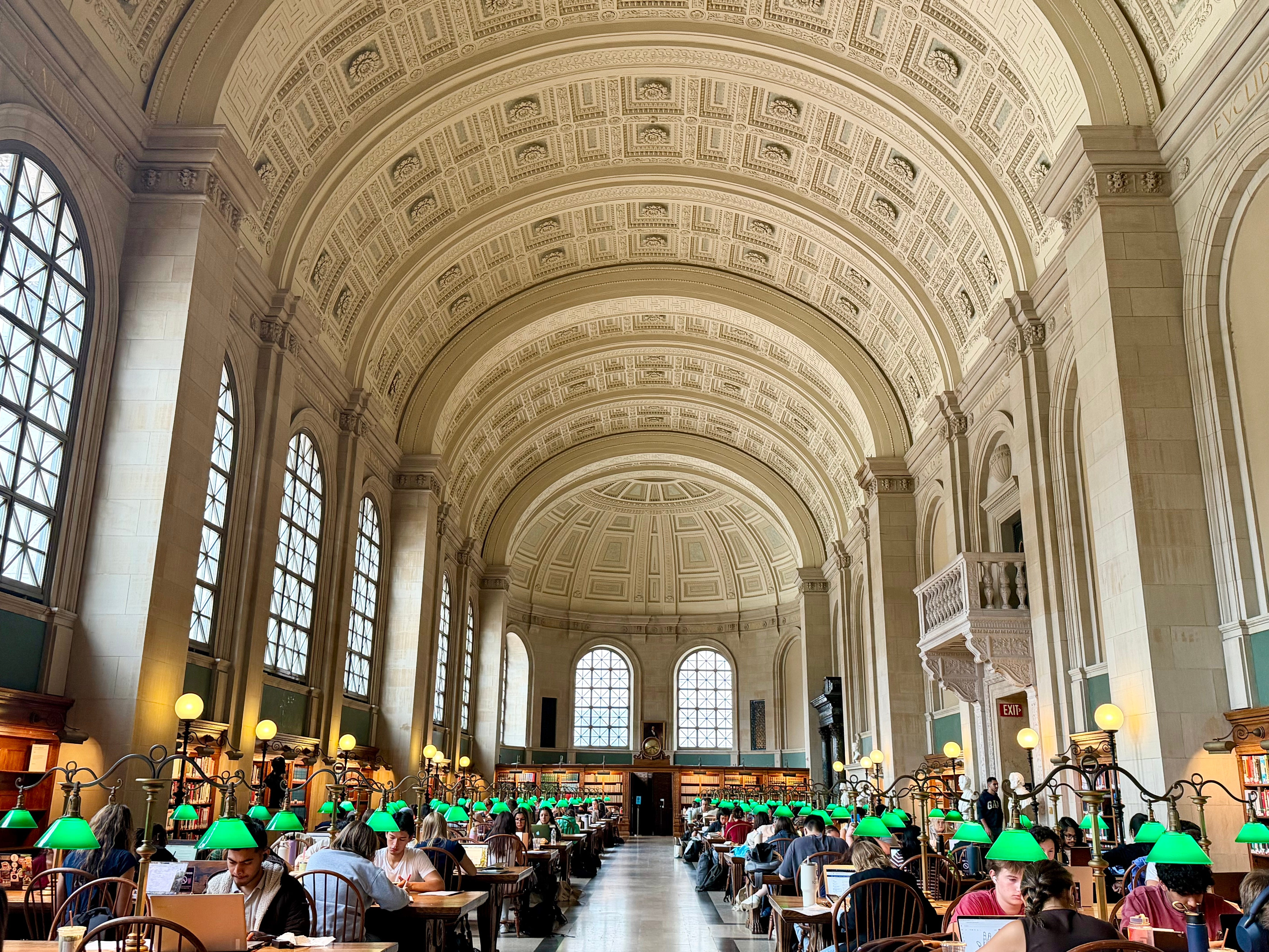 The interior of Bates Hall in the Boston Public Library.