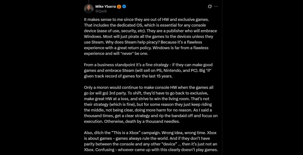 Mike Ybarra Next-Gen Xbox Console Plans