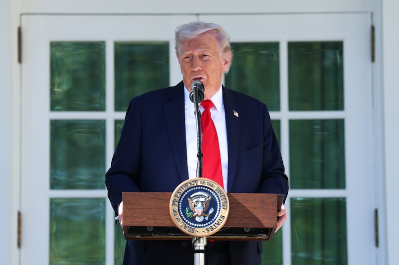 President Donald Trump called the sound of construction "music to my ears" on Tuesday as demolition of part of the White House East Wing is underway to make room for his massive ballroom. The president was making remarks while hosting GOP senators on Day 21 of the shutdown.