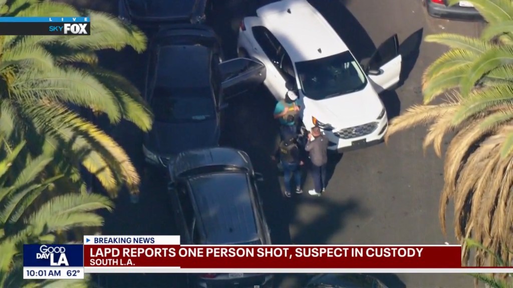 Homeland Security Investigators stands around the site of the shooting between a US Marshal and an illegal immigrant. 