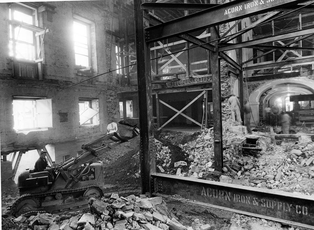 Demolition work inside the White House.