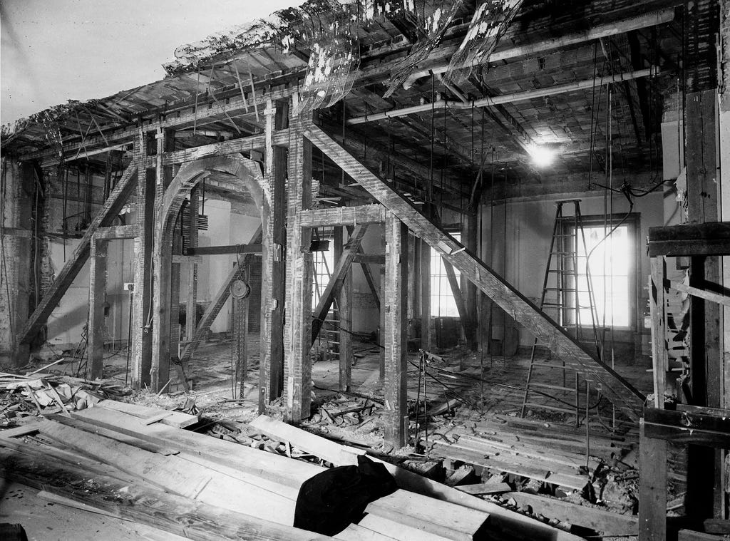 The second floor of the White House under construction.
