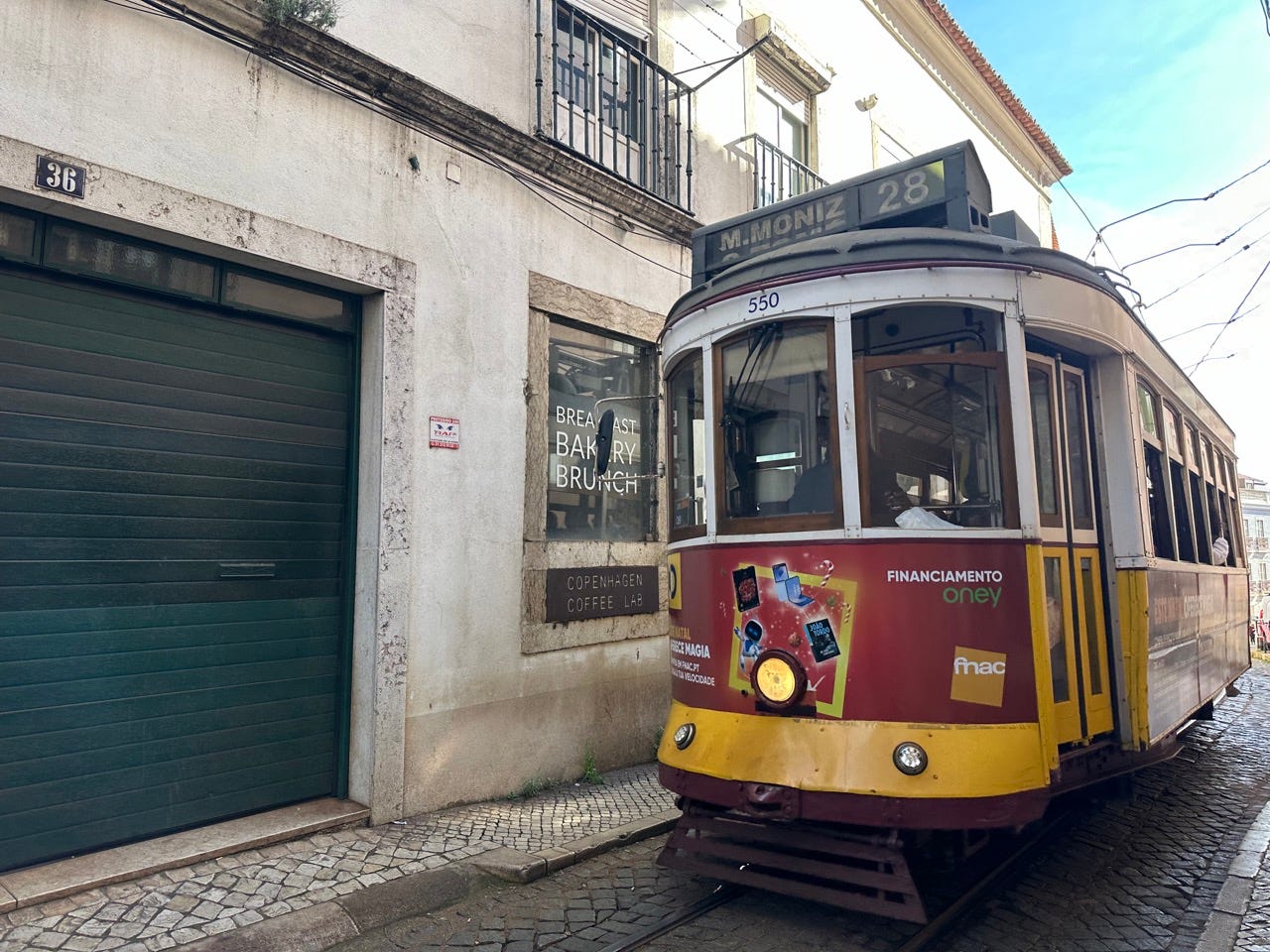 red tram in Lisbon